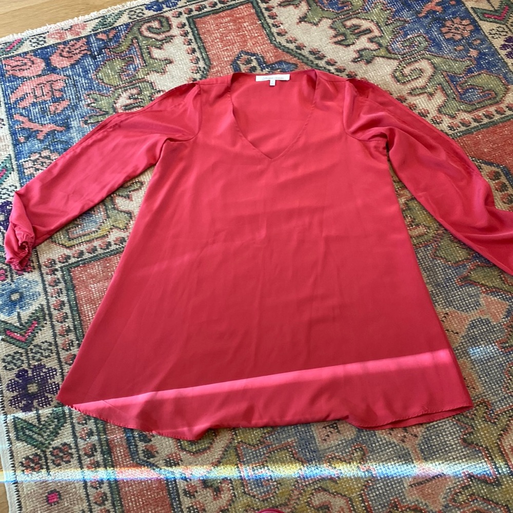 Lovers + Friends Red Mini Long Sleeve Flounce Dres